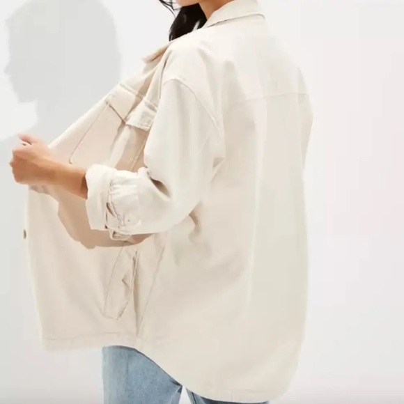 NWOT Women’s XS American Eagle Cream Beige Shacket Military Style Jacket - Picture 3 of 9